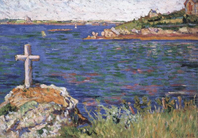 impressionist painter the mariners cross at high tide France oil painting art